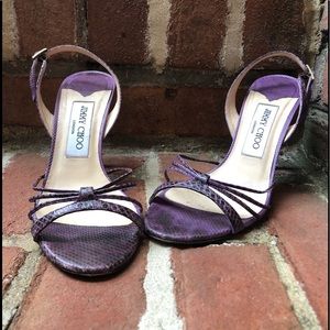 Jimmy Choo purple snakeskin slingbacks